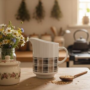 💘Vintage Harmony House Highlander Creamer - MCM Plaid China 3909 Discontinued